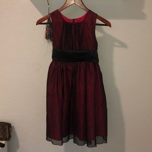 Red mesh and rose dress